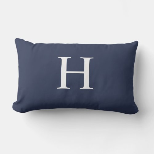 Classic Modern Navy Blue Monogram Lumbar Pillow