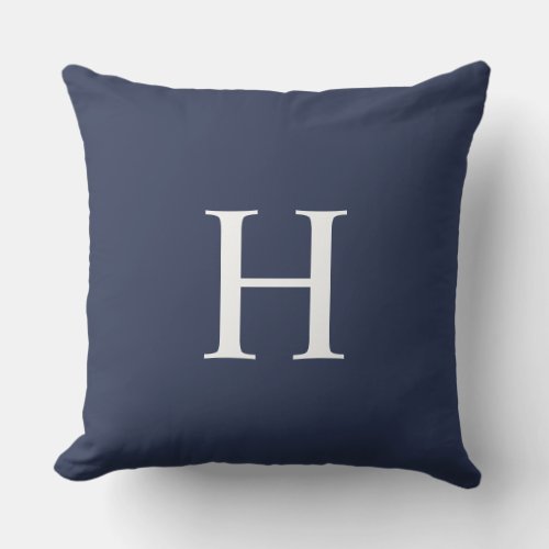 Classic Modern Navy Blue Monogram Outdoor Pillow