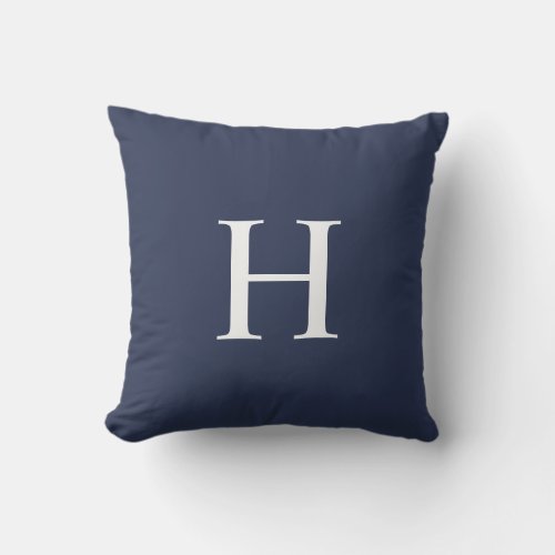 Classic Modern Navy Blue Monogram Outdoor Pillow
