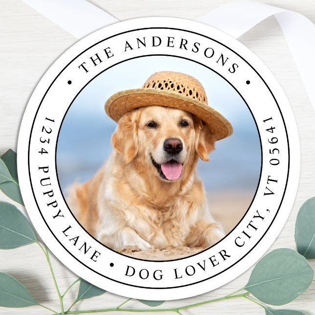 Classic Modern Photo Circle Return Address Label (Creator Uploaded)