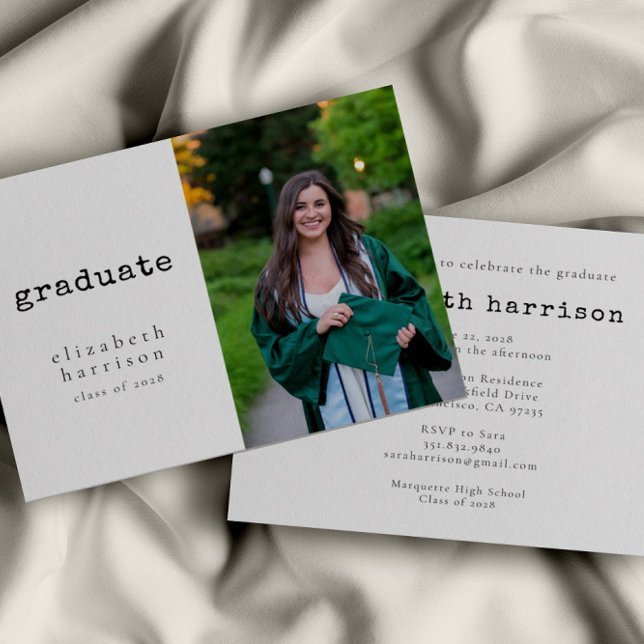 Classic Modern Photo Graduation Party Invitation (Creator Uploaded)