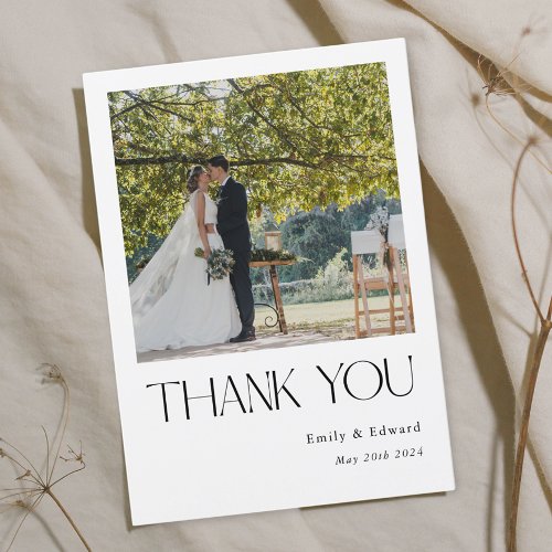 Classic Modern Photo Wedding Thank You Card