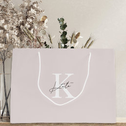 Classic Modern Pink Monogram Name Wedding Large Gift Bag