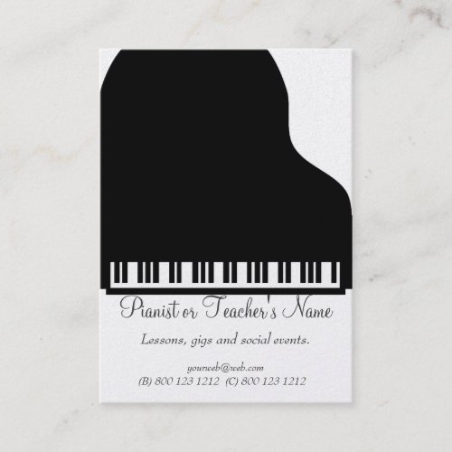 Classic Modern Professional  Black White Piano Business Card