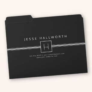 Classic Modern Professional Monogram Black & White File Folder