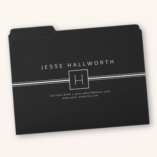 Classic Modern Professional Monogram Black & White File Folder (Creator Uploaded)