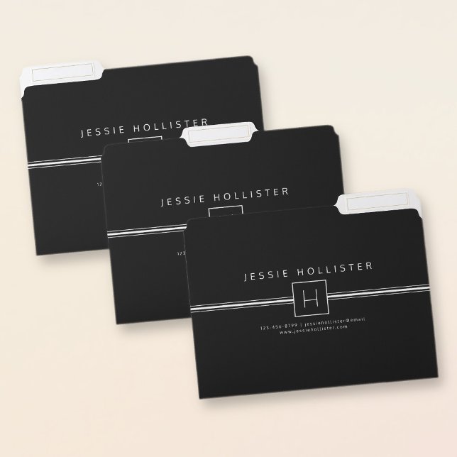 Classic Modern Professional Monogram Black & White File Folder (Creator Uploaded)