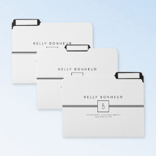 Classic Modern Professional Monogram White & Black File Folder