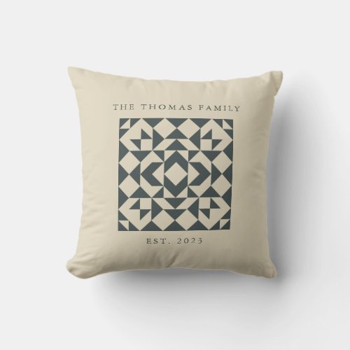 Classic Modern Quilt Block Geometric Art Custom  Throw Pillow