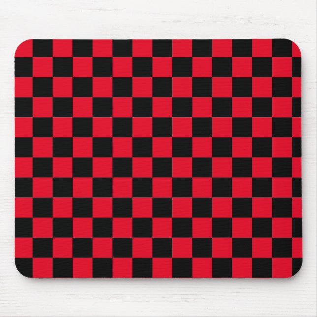 Classic Modern Red and Black checkered pattern Mouse Pad (Front)
