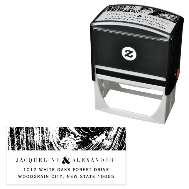 Classic Modern Rustic Wood Grain Winter Wedding Self-inking Stamp (In Situ)
