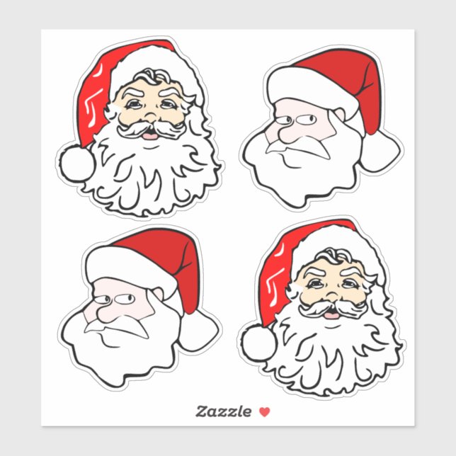 Classic & Modern Santa Faces Sticker (Sheet)