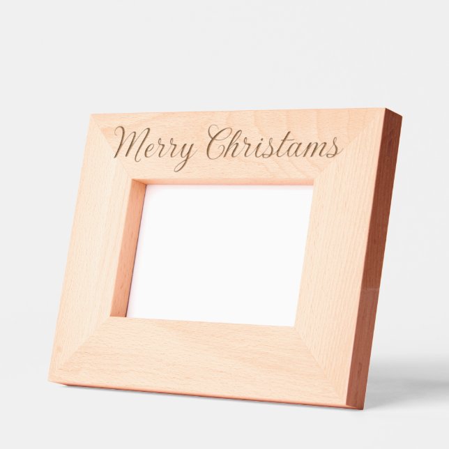 Classic Modern Script Cursive Merry Christmas  Engraved Frames (Left)
