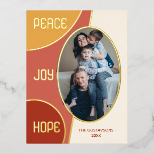 Classic Modern Seasons Greetings Gold Foil Holiday Postcard