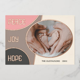 Classic Modern Seasons Greetings Rose Gold Foil Holiday Card