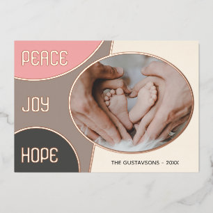 Classic Modern Seasons Greetings Rose Gold Foil Holiday Card