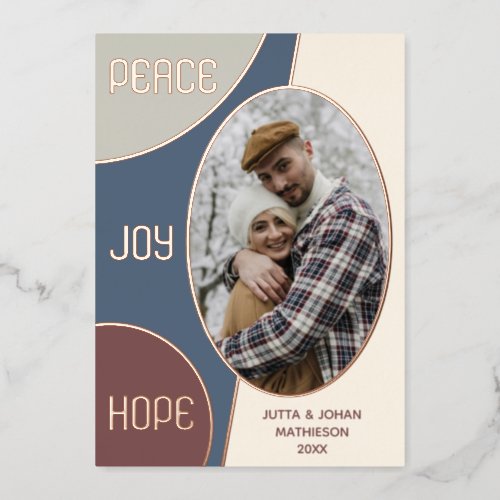 Classic Modern Seasons Greetings Rose Gold Foil Holiday Card