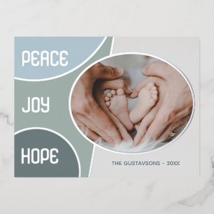 Classic Modern Seasons Greetings Silver Gold Foil Holiday Postcard