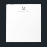 Classic Modern Simple Basic Black Monogram Initial Notepad<br><div class="desc">The design features a personalized monogram initial and name in a simple and modern typographic font.</div>