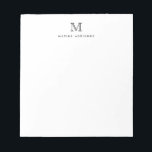 Classic Modern Simple Basic Gray Monogram Initial Notepad<br><div class="desc">The design features a personalized monogram initial and name in a simple and modern typographic font.</div>