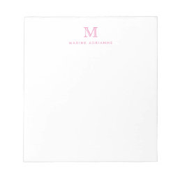 Classic Modern Simple Basic Pink Monogram Initial Notepad