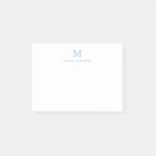 Classic Modern Simple Clean Dusty Blue Monogram Post-it Notes