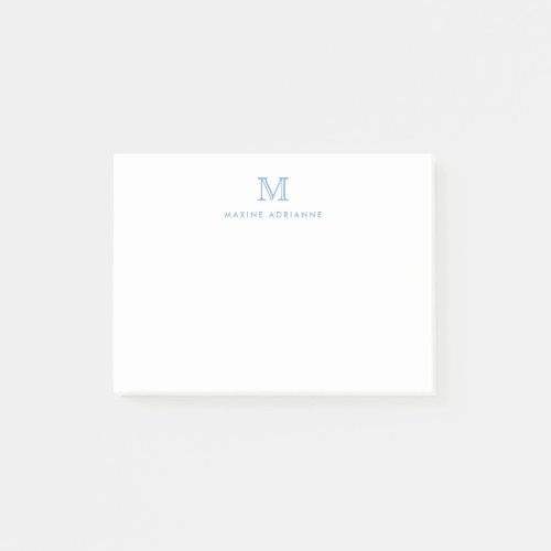 Classic Modern Simple Clean Dusty Blue Monogram Post_it Notes