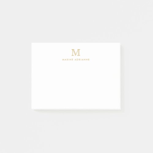Classic Modern Simple Clean Faux Gold Monogram Post_it Notes
