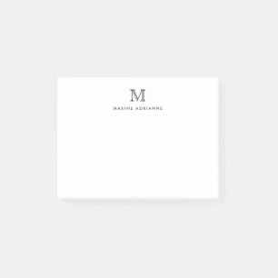 Classic Modern Simple Clean Gray Monogram Initial Post-it Notes