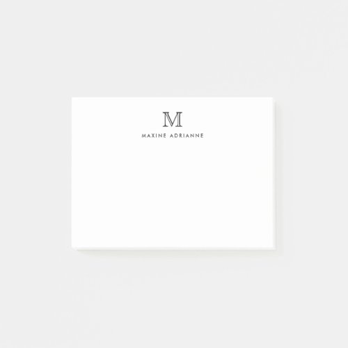 Classic Modern Simple Clean Gray Monogram Initial Post_it Notes