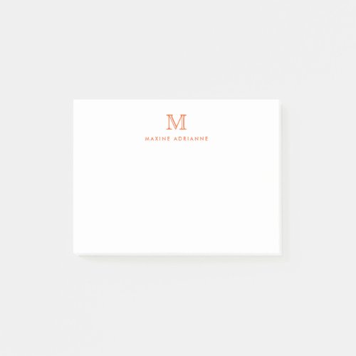 Classic Modern Simple Clean Orange Monogram Post_it Notes