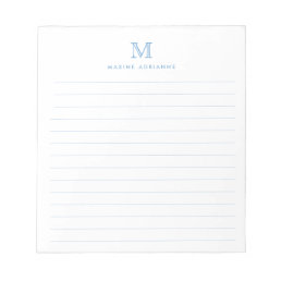 Classic Modern Simple Dusty Blue Monogram Lined Notepad
