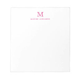 Classic Modern Simple Hot Pink Monogram Initial Notepad