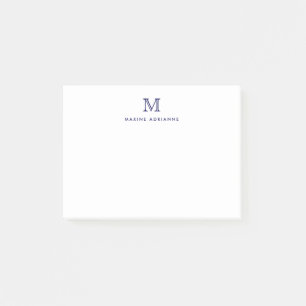 Classic Modern Simple Navy Blue Monogram Initial Post-it Notes