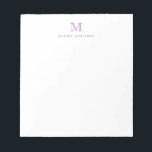 Classic Modern Simple Purple Monogram Initial Notepad<br><div class="desc">The design features a personalized monogram initial and name in a simple and modern typographic font.</div>