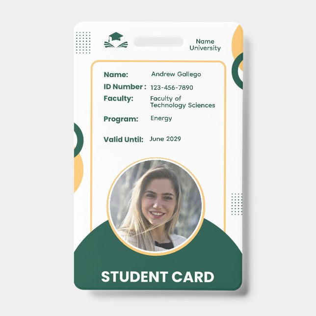 Classic Modern Simple Student ID Name Card Badge (Front)