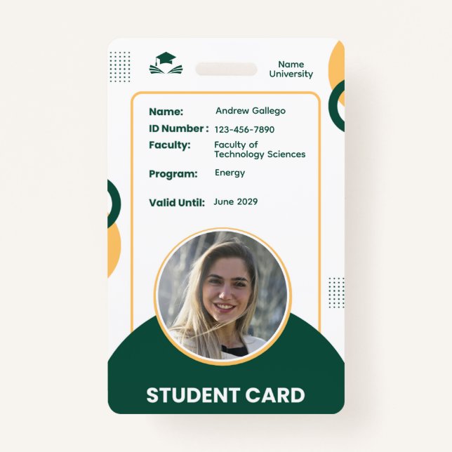 Classic Modern Simple Student ID Name Card Badge (Front)