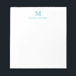 Classic Modern Simple Teal Green Monogram Notepad<br><div class="desc">The design features a personalized monogram initial and name in a simple and modern typographic font.</div>