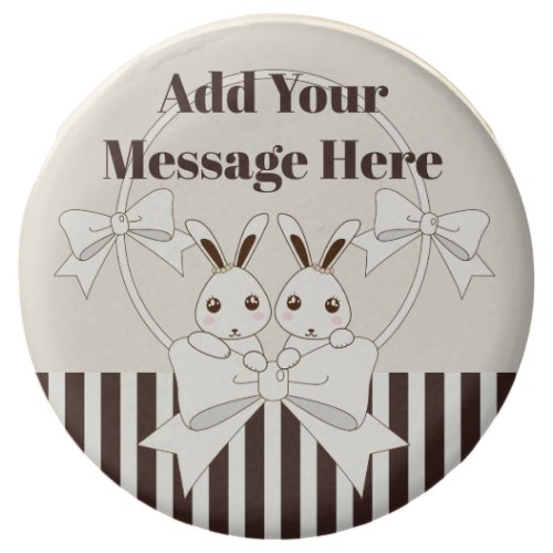 Classic Modern Stripe Cute Twin Bunny Chocolate Covered Oreo