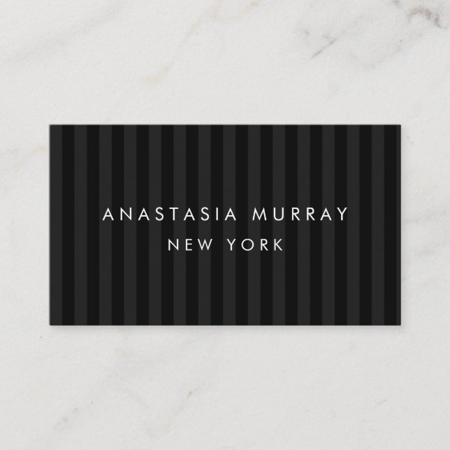 Classic Modern Striped and Gray Minimalist Luxury Business Card (Front)