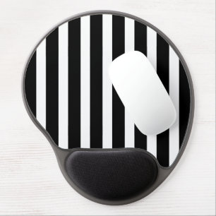 Classic Modern Striped Black and White Gel Mouse Pad