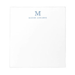 Classic Modern Stylish Navy Blue Monogram Initial Notepad
