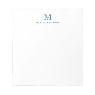 Classic Modern Stylish Navy Blue Monogram Initial Notepad