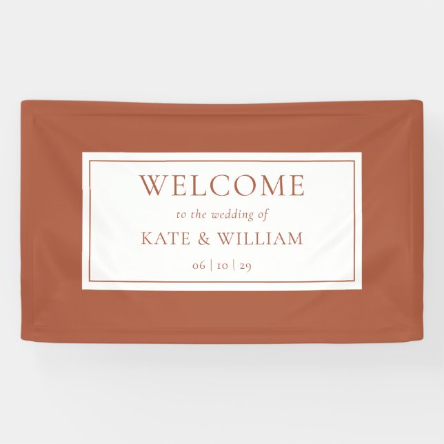 Classic Modern Terracotta Wedding Welcome Banner (Horizontal)