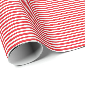 Classic Modern Thin Red and White Striped Wrapping Paper