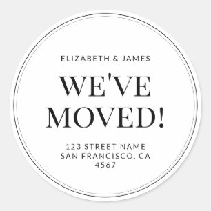 Classic Modern Typography We've Moved Classic Round Sticker