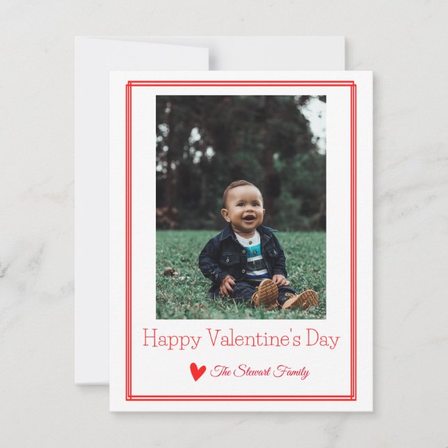 Classic Modern Valentines Day Photo card (Front)