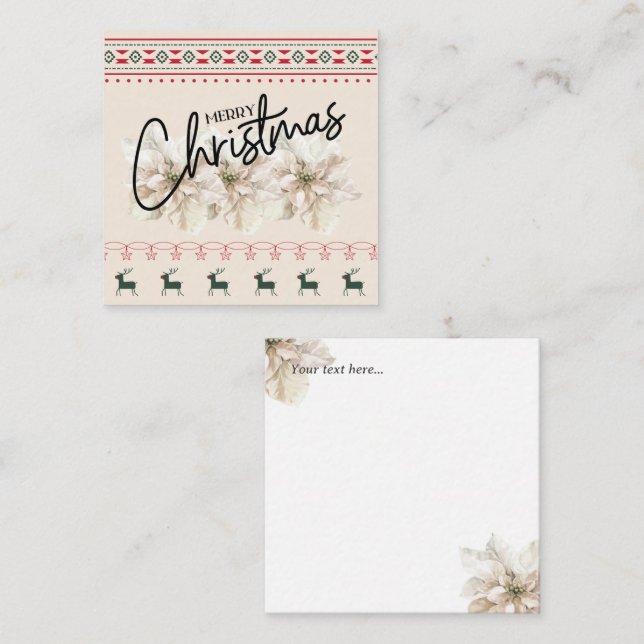 Classic modern vintage Christmas Poinsettia flower Note Card (Front/Back)