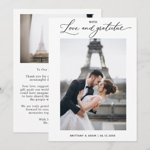 Classic Modern Wedding 2 Photos Thank You Card