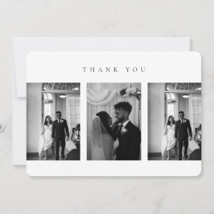 Classic Modern Wedding Photo Collage Rounded Thank You Card